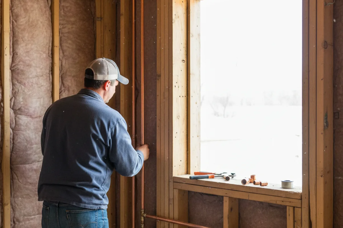 Licensed plumber running new copper supply lines in a Comfort home