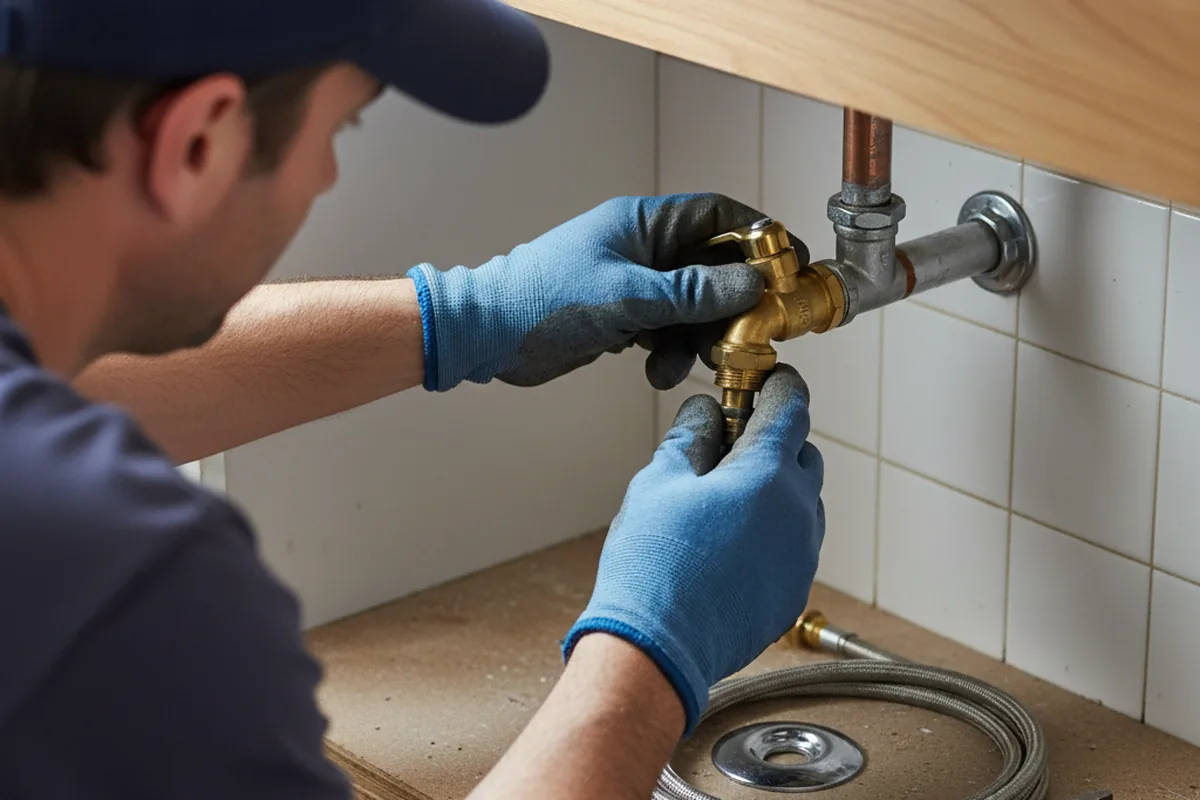 Shutoff valve and fitting work during Faucet and Fixture Repair in Comfort
